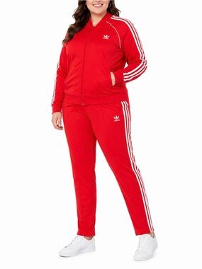 NWT Adidas Originals SST Track Suit Set Red White Stripes Women’s 2X